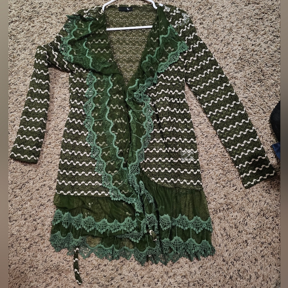 Ryu Green Crochet Cardigan